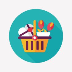 Valentine's Day present bucket flat icon with long shadow eps10 N16