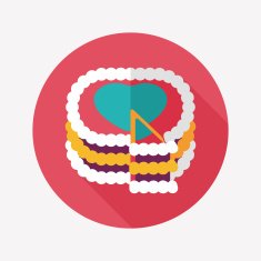 Valentine's Day cake flat icon with long shadow eps10 N20