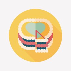 Valentine's Day cake flat icon with long shadow eps10 N21