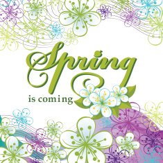 Spring is comming Word flowers wavy lines Background N4