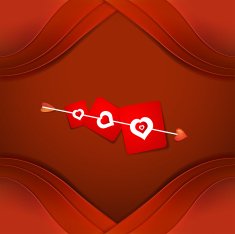 Valentine's day card with hearts and arrow