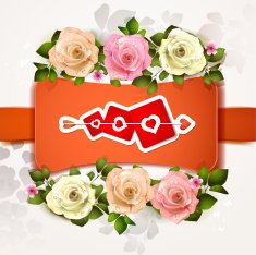 alentine's day card with roses and hearts