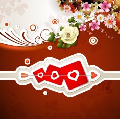 Valentine's day card with flowers and hearts N3