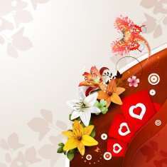 Valentine's day card with flowers and hearts N4