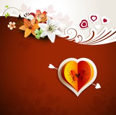 Valentine's day card with hearts and lilies