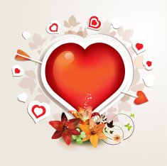 Valentine's day card with hearts and lilies N3