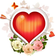 Background with heart and roses for Valentine's