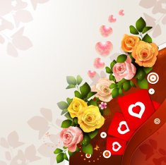 Valentine's day card with flowers and hearts N10