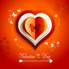 Valentine's day card with hearts and butterflies N3