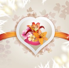 Valentine's day card with hearts and lilies N6