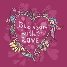 spring card with heart shape