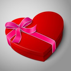 Vector realistic blank bright red heart shape box with pink N3
