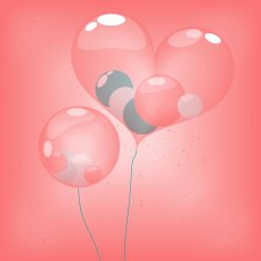 Sphere ballons inside heart balloon