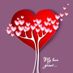 Valentine's Day Greeting Card with tree