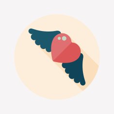 Valentine's Day love heart flat icon with long shadow eps10 N32