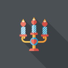 Valentine's Day candle flat icon with long shadow eps10 N36