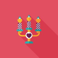 Valentine's Day candle flat icon with long shadow eps10 N37