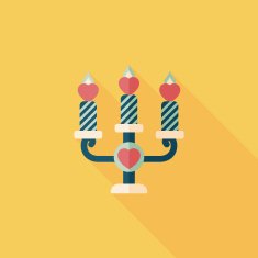 Valentine's Day candle flat icon with long shadow eps10 N38
