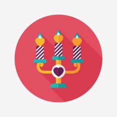 Valentine's Day candle flat icon with long shadow eps10 N41