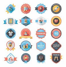 Valentine&acirc;ÂÂs Day badge flat banner design background set eps10 N16