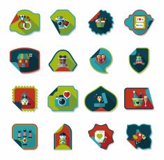 Valentine&acirc;ÂÂs Day sticker banner flat design background set eps