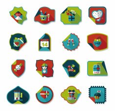 Valentine&acirc;ÂÂs Day sticker banner flat design background set eps N9