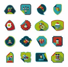 Valentine&acirc;ÂÂs Day sticker banner flat design background set eps N10