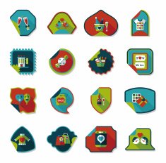 Valentine&acirc;ÂÂs Day sticker banner flat design background set eps N11