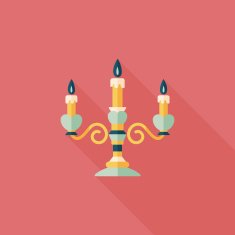 Valentine's Day candle flat icon with long shadow eps10 N49