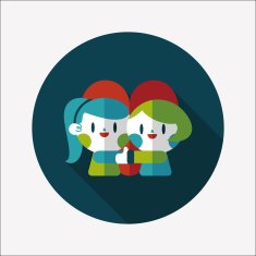 Valentine's day couple flat icon with long shadow eps10 N34