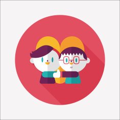 Valentine's day couple flat icon with long shadow eps10 N39