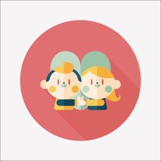 Valentine's day couple flat icon with long shadow eps10 N47