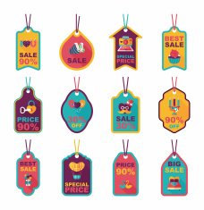 Valentine&acirc;ÂÂs Day tag banner flat design background set eps10 N34