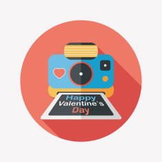Valentine's Day camera photo flat icon with long shadow eps10 N2