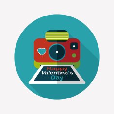 Valentine's Day camera photo flat icon with long shadow eps10 N3