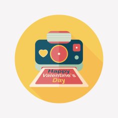 Valentine's Day camera photo flat icon with long shadow eps10 N5