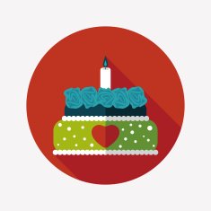 Valentine's Day cake flat icon with long shadow eps10 N34