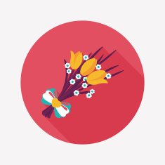 Valentine's Day flower flat icon with long shadow eps10 N52