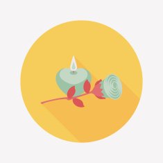 Valentine's Day candle and flower flat icon N8