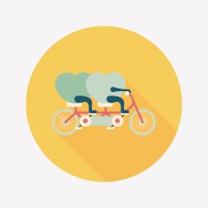 Valentine's Day love heart couple riding bicycle flat icon with N8