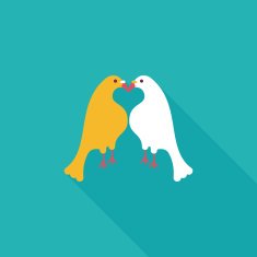Valentine's Day lover bird flat icon with long shadow eps10 N66