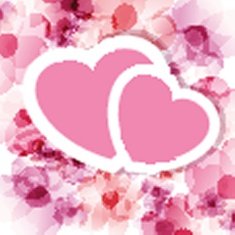 Pink floral card with two hearts N2