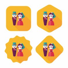 wedding couple flat icon with long shadow eps10 N64