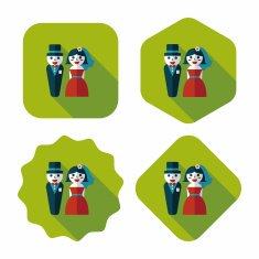 wedding couple flat icon with long shadow eps10 N69