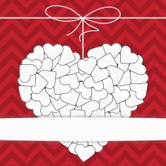 White heart on a red background template N2