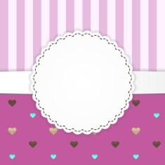 Pink striped greeting card template with hearts N2