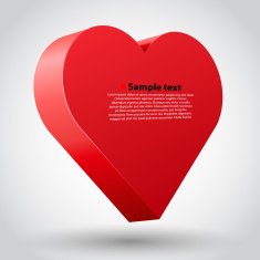 Big red 3d heart on white background N2