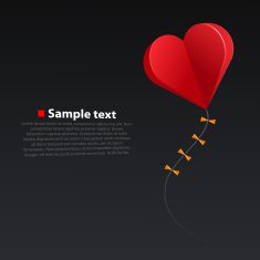 Heart kite on dark background N2