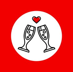 Champagne glasses with heart