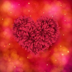 Romantic card design of a red floral heart